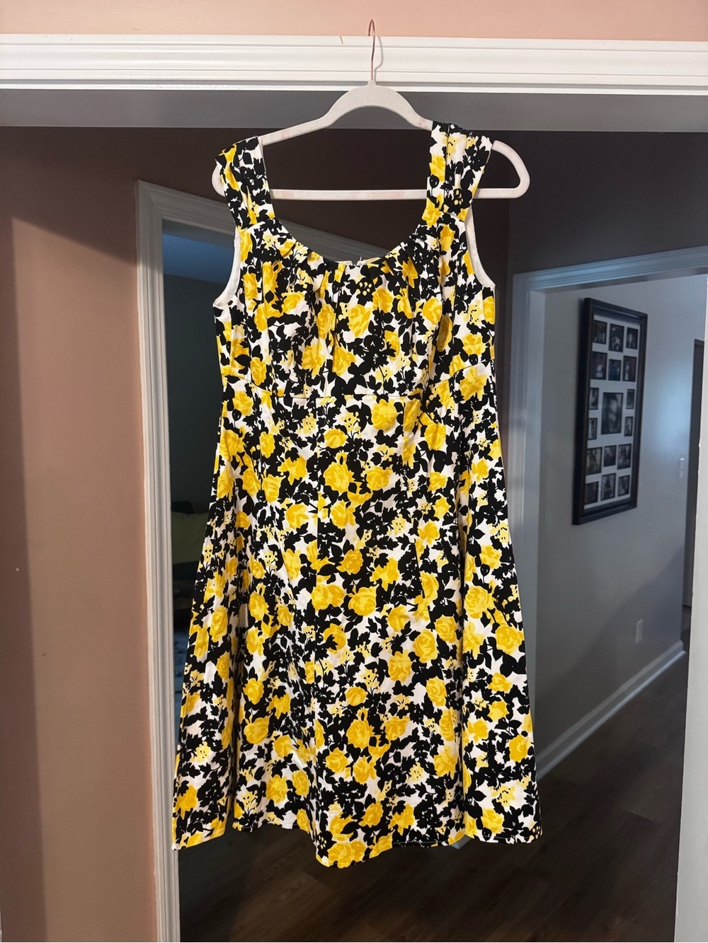London Times Woman 14W Yellow Floral Fit & Flare Dress